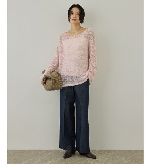 SALON adam et rope'「【WEB限定】モヘア混テープヤーンボートネックプルオーバー」|Tシャツ・カットソー|