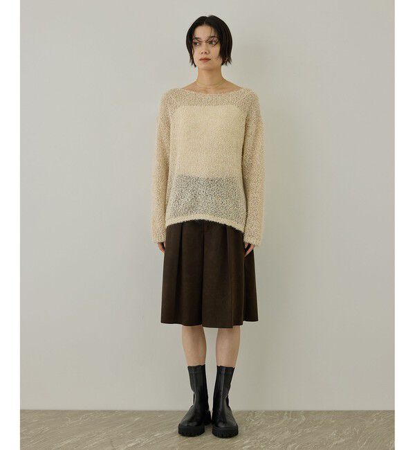 SALON adam et rope'「【WEB限定】モヘア混テープヤーンボートネックプルオーバー」|Tシャツ・カットソー|