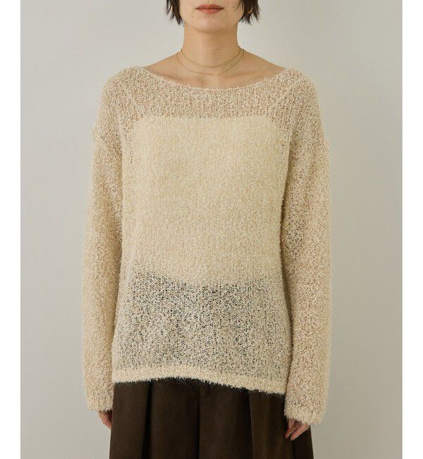 SALON adam et rope'「【WEB限定】モヘア混テープヤーンボートネックプルオーバー」|Tシャツ・カットソー|