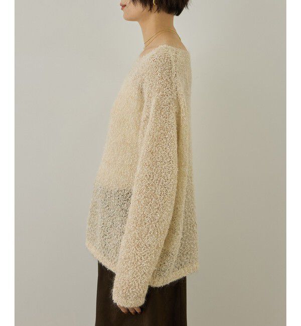 SALON adam et rope'「【WEB限定】モヘア混テープヤーンボートネックプルオーバー」|Tシャツ・カットソー|