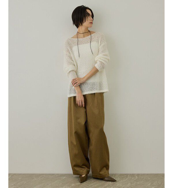 SALON adam et rope'「【WEB限定】モヘア混テープヤーンボートネックプルオーバー」|Tシャツ・カットソー|