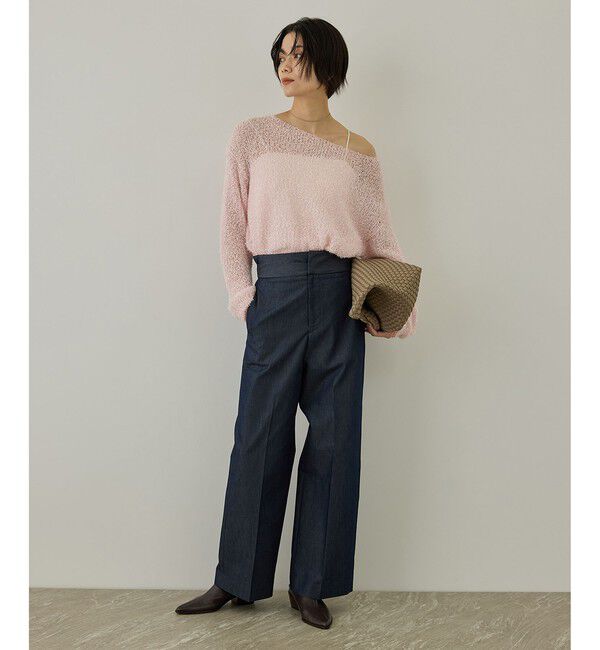 SALON adam et rope'「【WEB限定】モヘア混テープヤーンボートネックプルオーバー」|Tシャツ・カットソー|