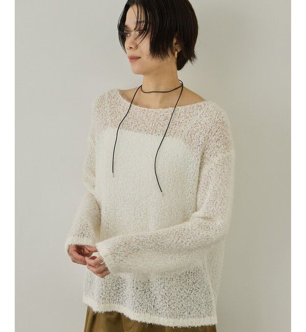 SALON adam et rope'「【WEB限定】モヘア混テープヤーンボートネックプルオーバー」|Tシャツ・カットソー|