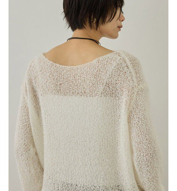 SALON adam et rope'「【WEB限定】モヘア混テープヤーンボートネックプルオーバー」|Tシャツ・カットソー|