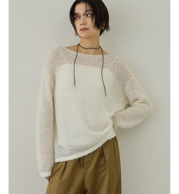 SALON adam et rope'「【WEB限定】モヘア混テープヤーンボートネックプルオーバー」|Tシャツ・カットソー|