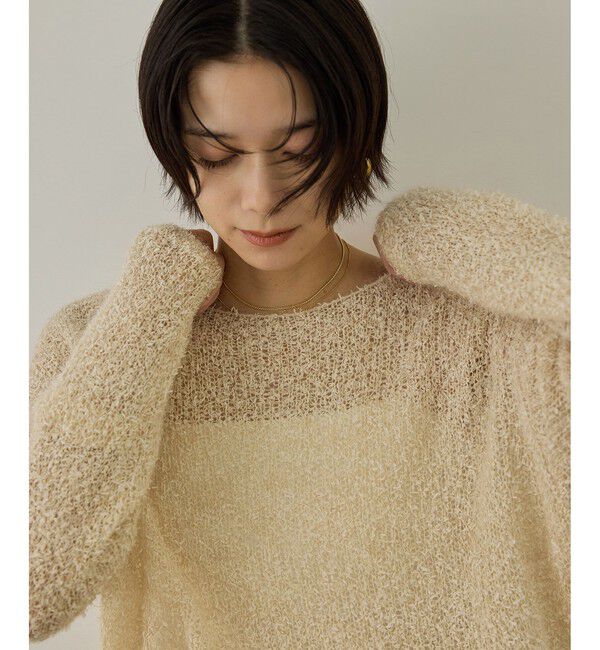 SALON adam et rope'「【WEB限定】モヘア混テープヤーンボートネックプルオーバー」|Tシャツ・カットソー|ベージュ(27)