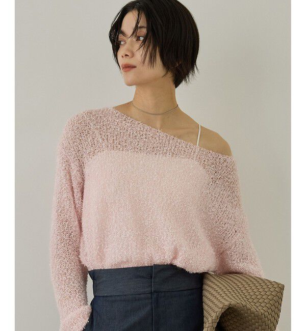 SALON adam et rope'「【WEB限定】モヘア混テープヤーンボートネックプルオーバー」|Tシャツ・カットソー|