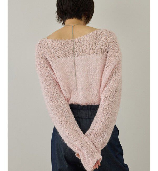 SALON adam et rope'「【WEB限定】モヘア混テープヤーンボートネックプルオーバー」|Tシャツ・カットソー|ピンク(63)