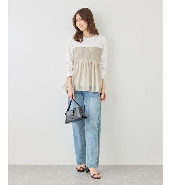 Rope&rsquo;Picnic「シャーリングドッキングロングスリーブカットソー/リンクコーデ」|Tシャツ・カットソー|