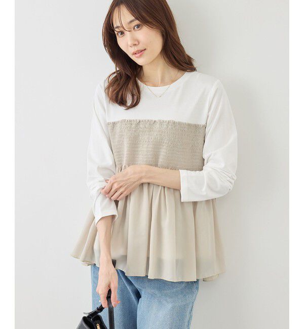 Rope&rsquo;Picnic「シャーリングドッキングロングスリーブカットソー/リンクコーデ」|Tシャツ・カットソー|