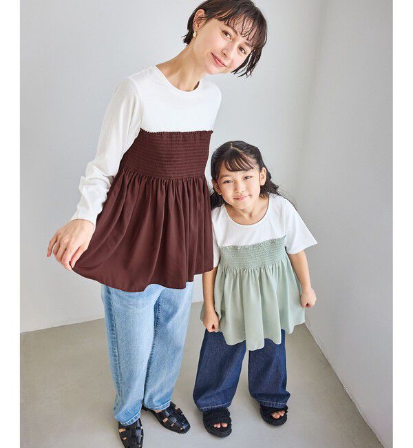 Rope&rsquo;Picnic「シャーリングドッキングロングスリーブカットソー/リンクコーデ」|Tシャツ・カットソー|
