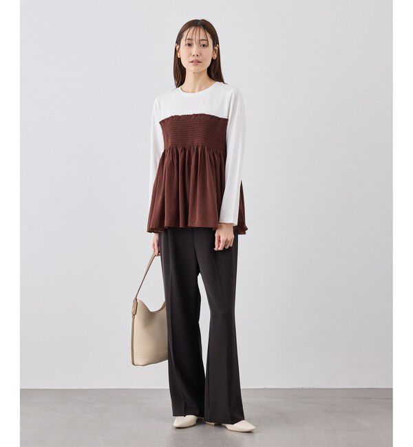 Rope&rsquo;Picnic「シャーリングドッキングロングスリーブカットソー/リンクコーデ」|Tシャツ・カットソー|