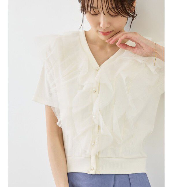 Rope&rsquo;Picnic「【ちゃんと+かわいい保証】チュールフリルカットトップス/UVケア」|Tシャツ・カットソー|