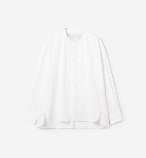  「TICCA | コットンポプリン ノーカラービブヨークシャツ WOMEN」|シャツ・ブラウス|