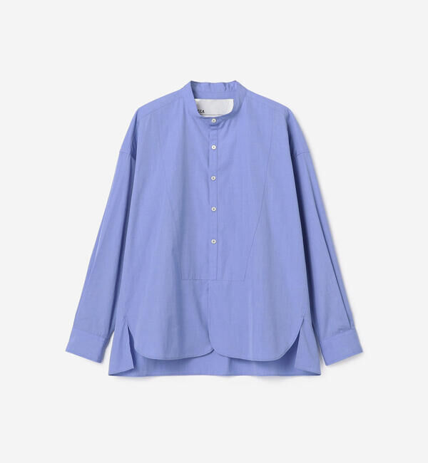  「TICCA | コットンポプリン ノーカラービブヨークシャツ WOMEN」|シャツ・ブラウス|