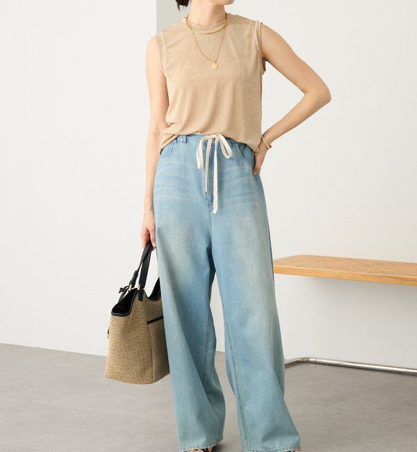  「【上品な光沢が目を引く】シャイニーノースリTee」|キャミソール|