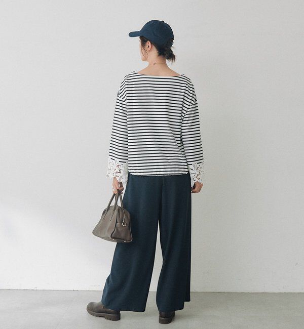  「【接触冷感/透湿性/紫外線防止】レースカフスカットソー」|Tシャツ・カットソー|