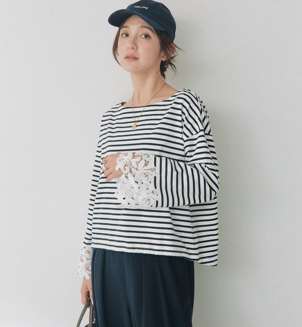  「【接触冷感/透湿性/紫外線防止】レースカフスカットソー」|Tシャツ・カットソー|