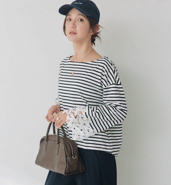  「【接触冷感/透湿性/紫外線防止】レースカフスカットソー」|Tシャツ・カットソー|