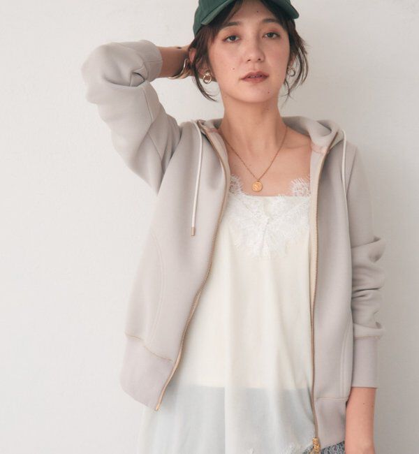  「【WEB限定】スポンジダンボールZIPパーカーカットソー」|パーカー|ベージュ