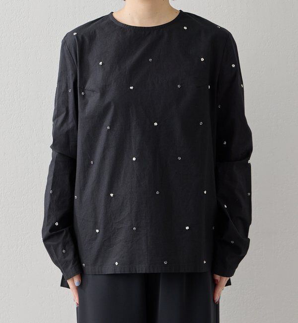  「【DHRITIE】フラワービーズ刺繍シャツプルオーバー」|シャツ・ブラウス|