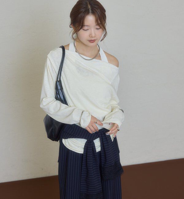  「折り返しオフショルロンT」|Tシャツ・カットソー|