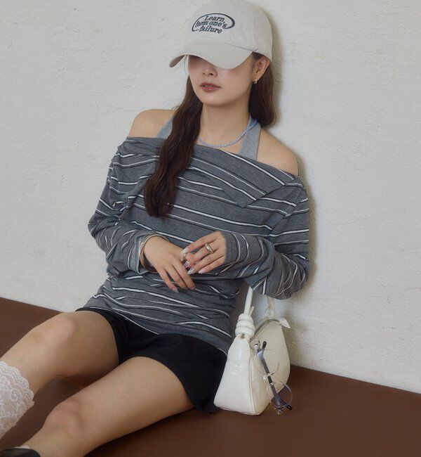  「折り返しオフショルロンT」|Tシャツ・カットソー|