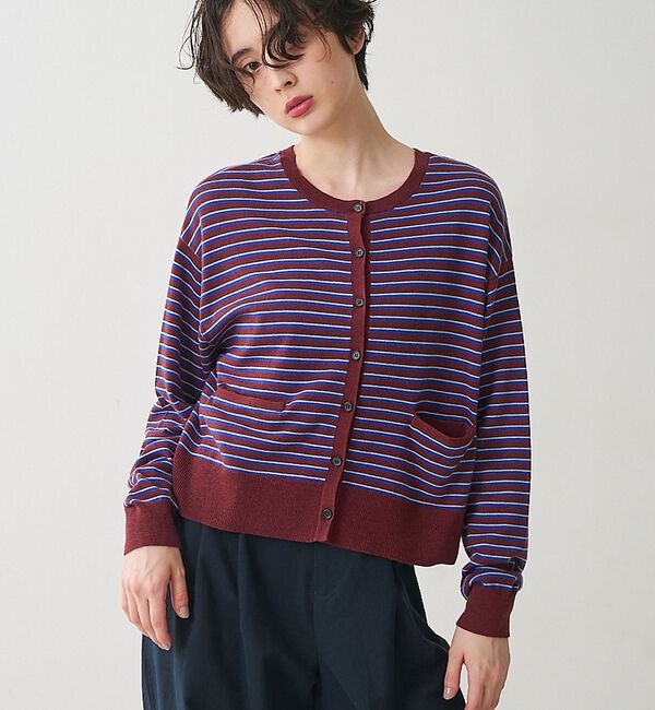 collex「クルーネックショート丈ボーダーカーディガン」|カーディガン|