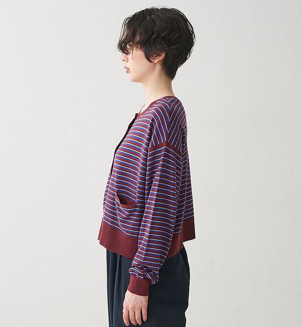 collex「クルーネックショート丈ボーダーカーディガン」|カーディガン|