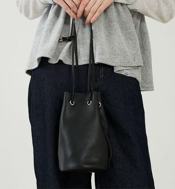 Rouge vif「【blancle/ブランクレ】レザー巾着バッグ/S.LEATHER TUBE D」|ショルダー・メッセンジャー|ブラック