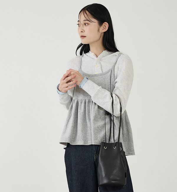 Rouge vif「【blancle/ブランクレ】レザー巾着バッグ/S.LEATHER TUBE D」|ショルダー・メッセンジャー|