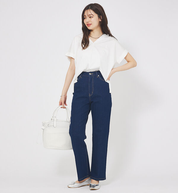 abahouse mavie「シルケットダブルVネックフレンチプルオーバー」|Tシャツ・カットソー|