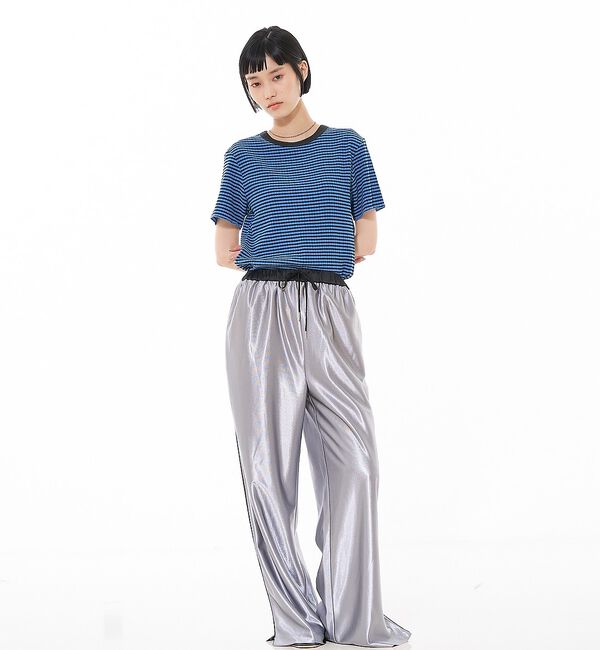 NOMINE「楊柳シボ感 リンガーTシャツ ｜ 半袖 リブ切替 クロップド丈」|Tシャツ・カットソー|