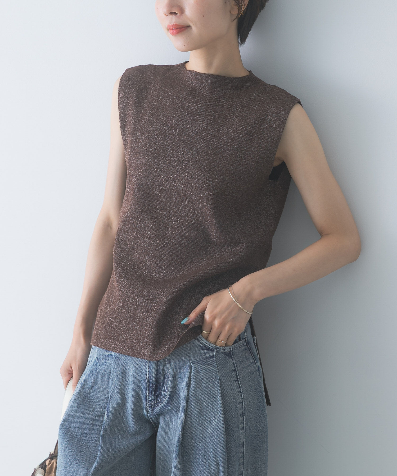 URBAN RESEARCH ROSSO「接触冷感ハイネックラメプルオーバー」|その他|ブラウン