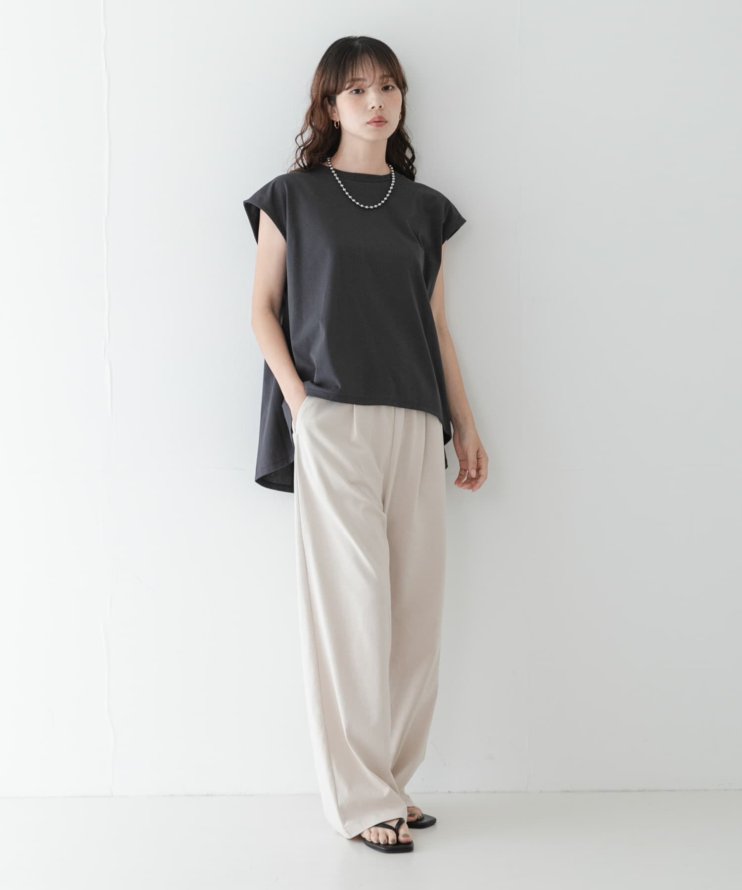 Sonny Label 「接触冷感バックフレアフレンチTシャツ」|Tシャツ・カットソー|