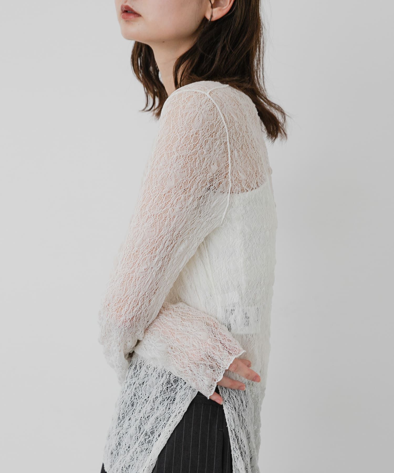 SENSE OF PLACE by URBAN RESEARCH「シアーレースカットトップ」|Tシャツ・カットソー|アイボリー