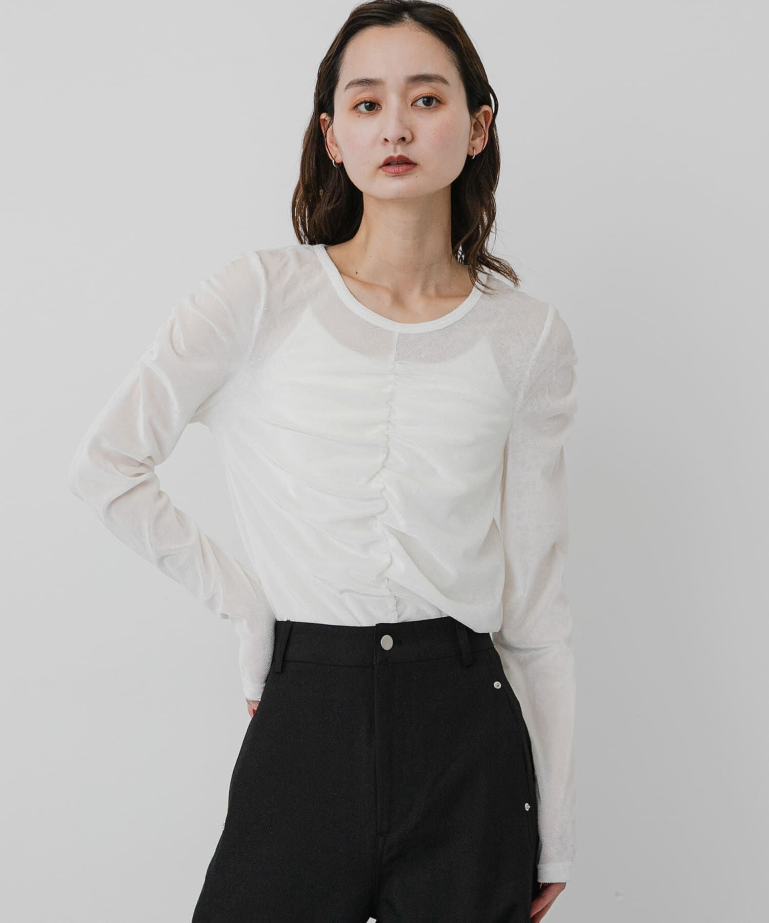 SENSE OF PLACE by URBAN RESEARCH「『WEB/一部店舗限定』シアーベロアシャーリングトップ」|Tシャツ・カットソー|