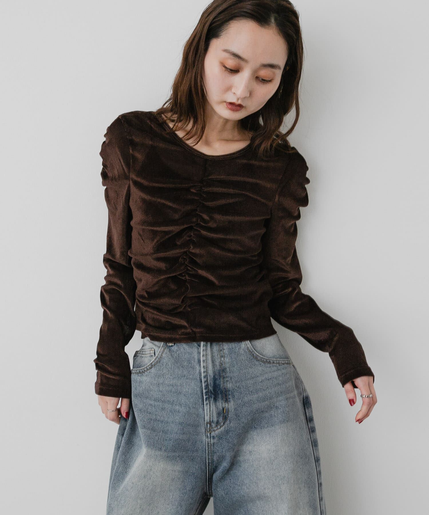 SENSE OF PLACE by URBAN RESEARCH「『WEB/一部店舗限定』シアーベロアシャーリングトップ」|Tシャツ・カットソー|