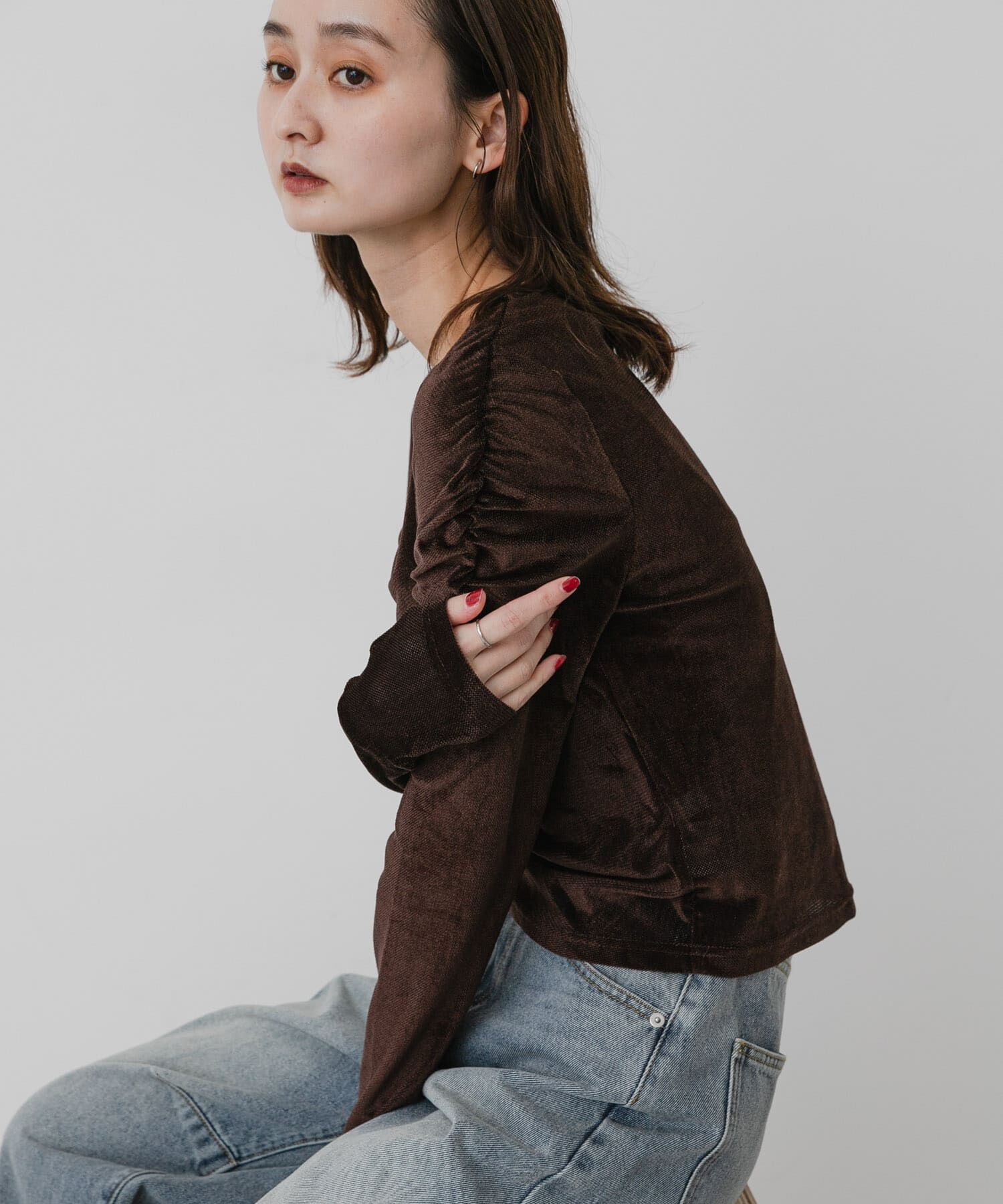 SENSE OF PLACE by URBAN RESEARCH「『WEB/一部店舗限定』シアーベロアシャーリングトップ」|Tシャツ・カットソー|