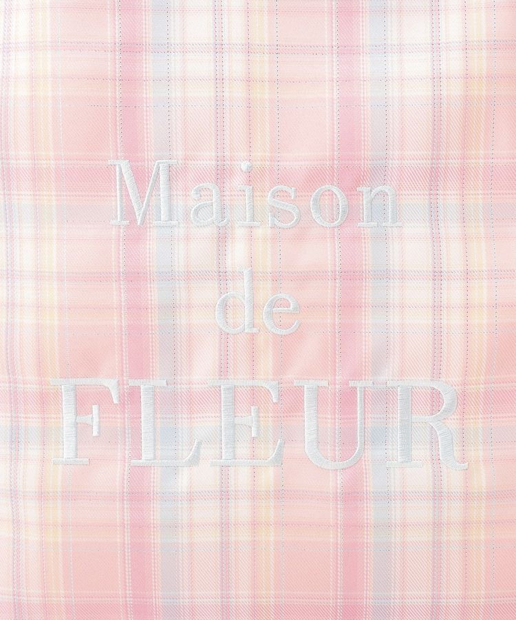 Maison de FLEUR「【A4対応】ブランドロゴ刺繍チェックスクエアトート」|トートバッグ|