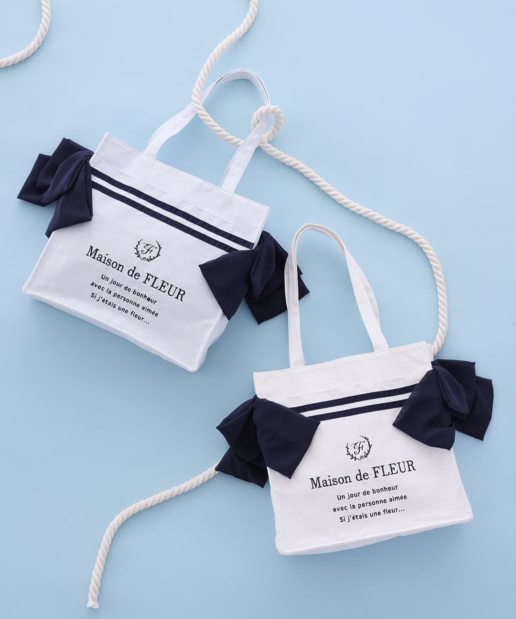 Maison de FLEUR「マリンラインリボンスクエアトートバッグ」|トートバッグ|