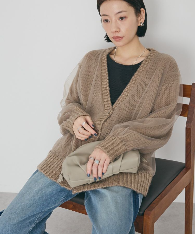 AMERICAN HOLIC「チュールレイヤードカーディガン」|カーディガン|Gray Beige