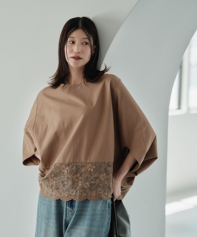 Green Parks「ベロアレースヘムドッキングプルオーバー」|Tシャツ・カットソー|