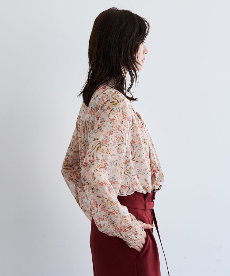 YECCA VECCA「フラワー柄シアーボウタイブラウス」|シャツ・ブラウス|