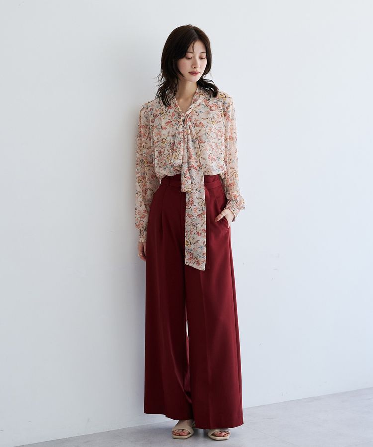 YECCA VECCA「フラワー柄シアーボウタイブラウス」|シャツ・ブラウス|
