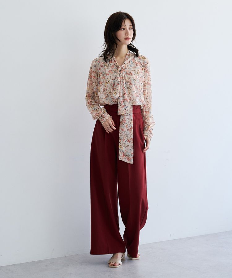 YECCA VECCA「フラワー柄シアーボウタイブラウス」|シャツ・ブラウス|
