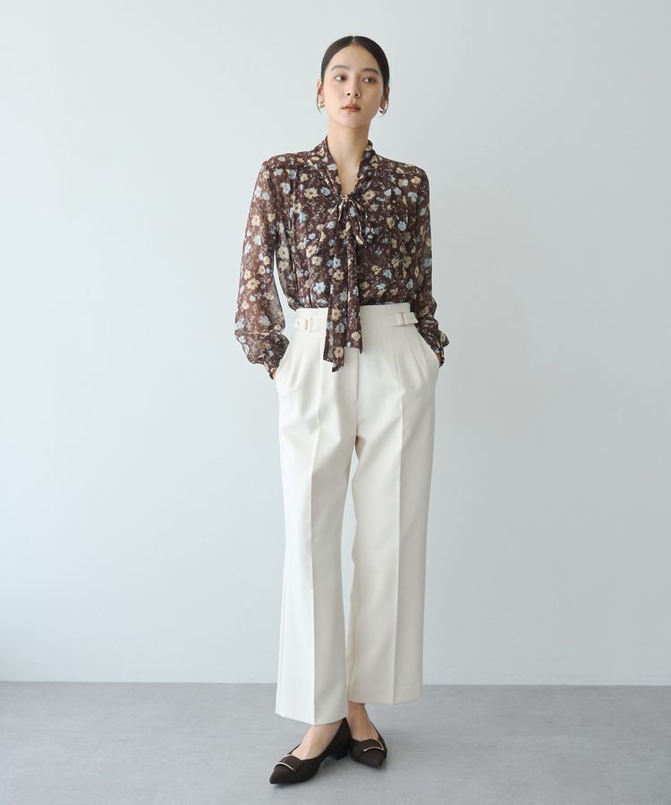 YECCA VECCA「フラワー柄シアーボウタイブラウス」|シャツ・ブラウス|