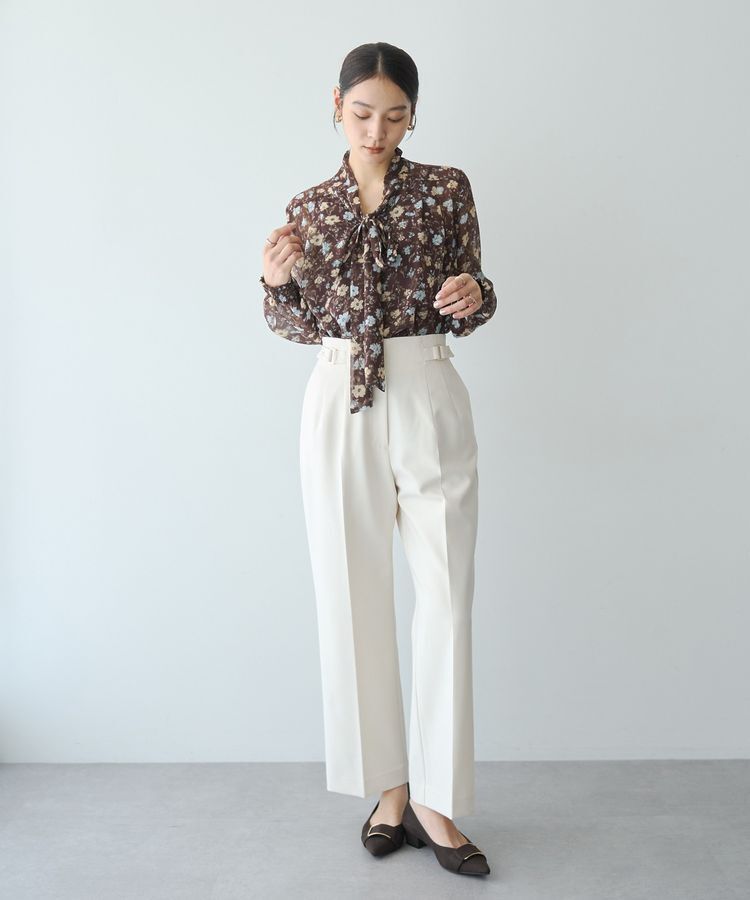 YECCA VECCA「フラワー柄シアーボウタイブラウス」|シャツ・ブラウス|