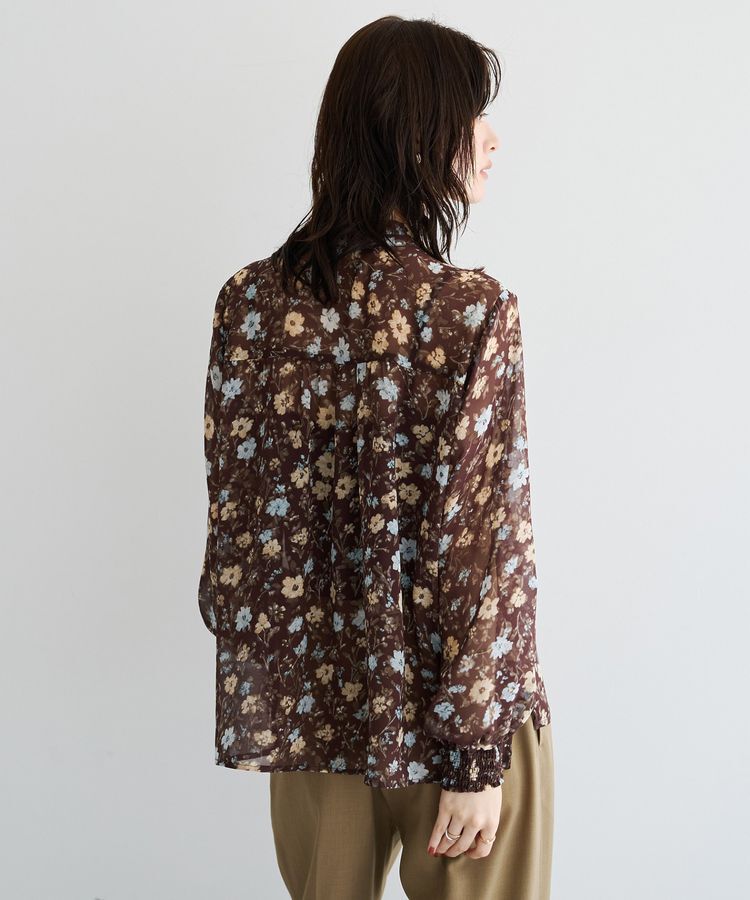 YECCA VECCA「フラワー柄シアーボウタイブラウス」|シャツ・ブラウス|