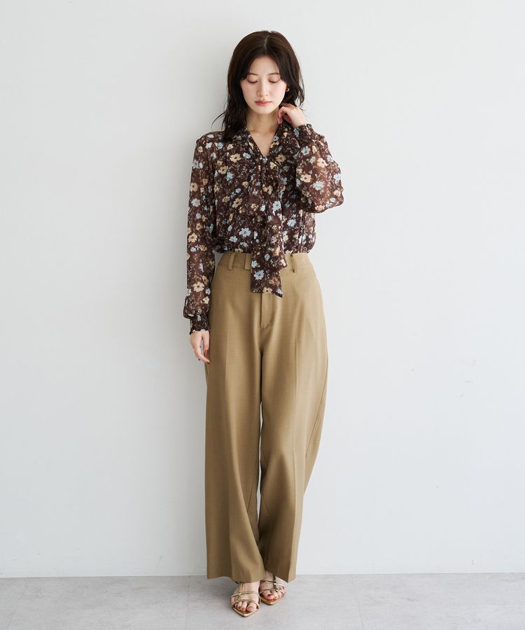 YECCA VECCA「フラワー柄シアーボウタイブラウス」|シャツ・ブラウス|